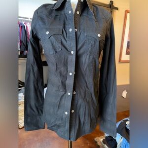 True Religion Black Button-Up Western Style Shirt